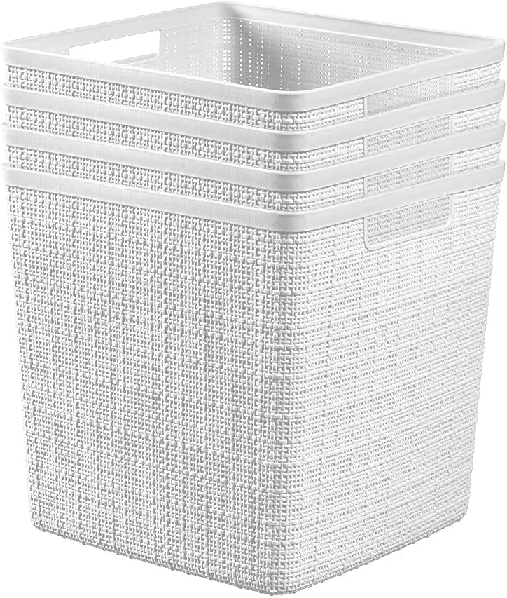 Curver Set of 4 Large Cube 17L Jute Decorative Plastic Organization and Storage Baskets, Perfect Bins for Home bifanuoyard - Image 17