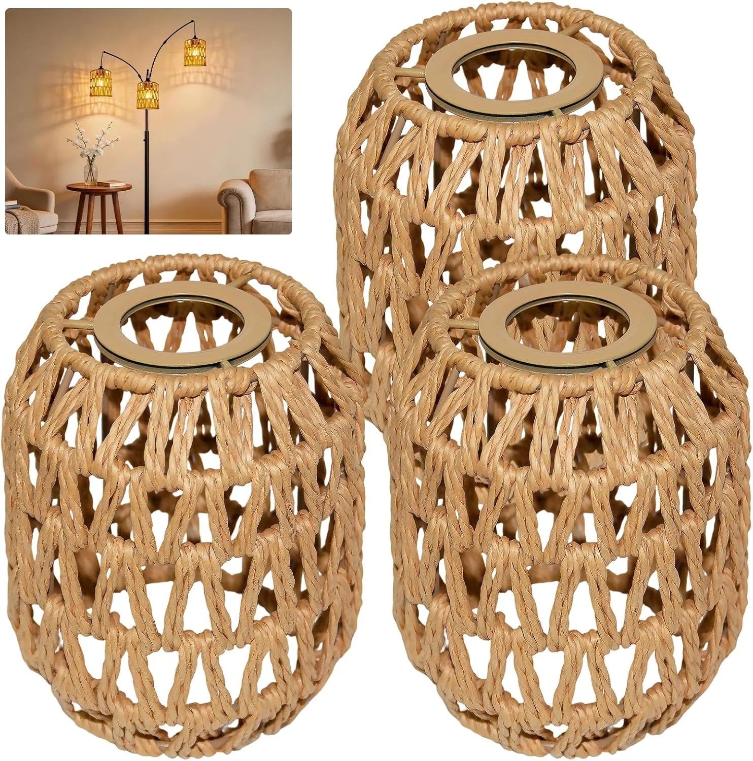 LUCORUSC Hanging Light Lamp Shades Boho Rattan Lamp Shades bifanuoyard - Image 8