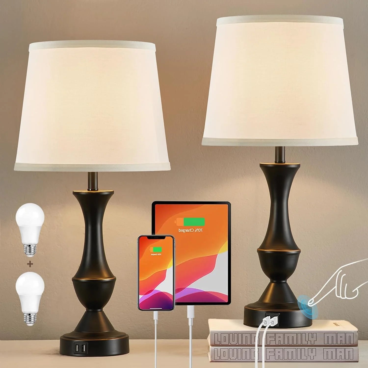 Luvkczc Table Lamp Set of 2, 19 Farmhouse Vintage Bedside Lamps for Living Room & Bedroom bifanuoyard - Image 7