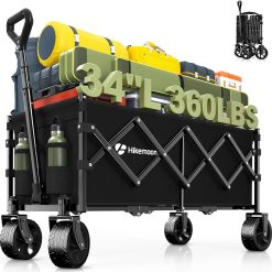 Alternative view of New Arrivals HIKEMOON 34" Extra Long Folding Wagon Wide Wheels, 120L 360LBS Black