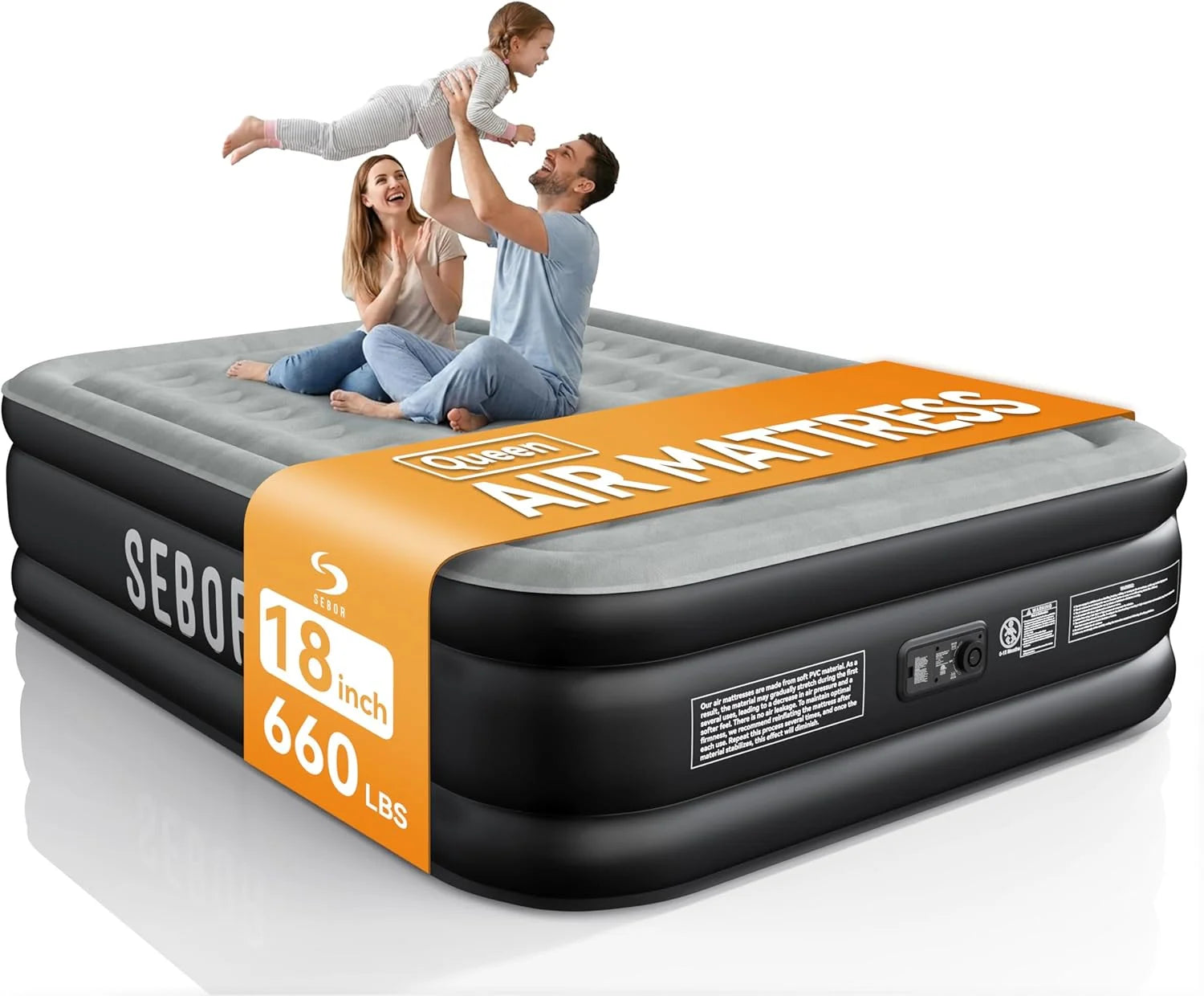 New Arrivals Air Mattress Queen with Built-in Pump 18, Comfortable Self-Inflating Air Mattress with High-Speed Pump