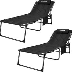 New Arrivals Oversized Tanning Chair, Extra-Wide Padded Folding Chase Lounge Chairs Portable Adjustable 5-Position 440lbs