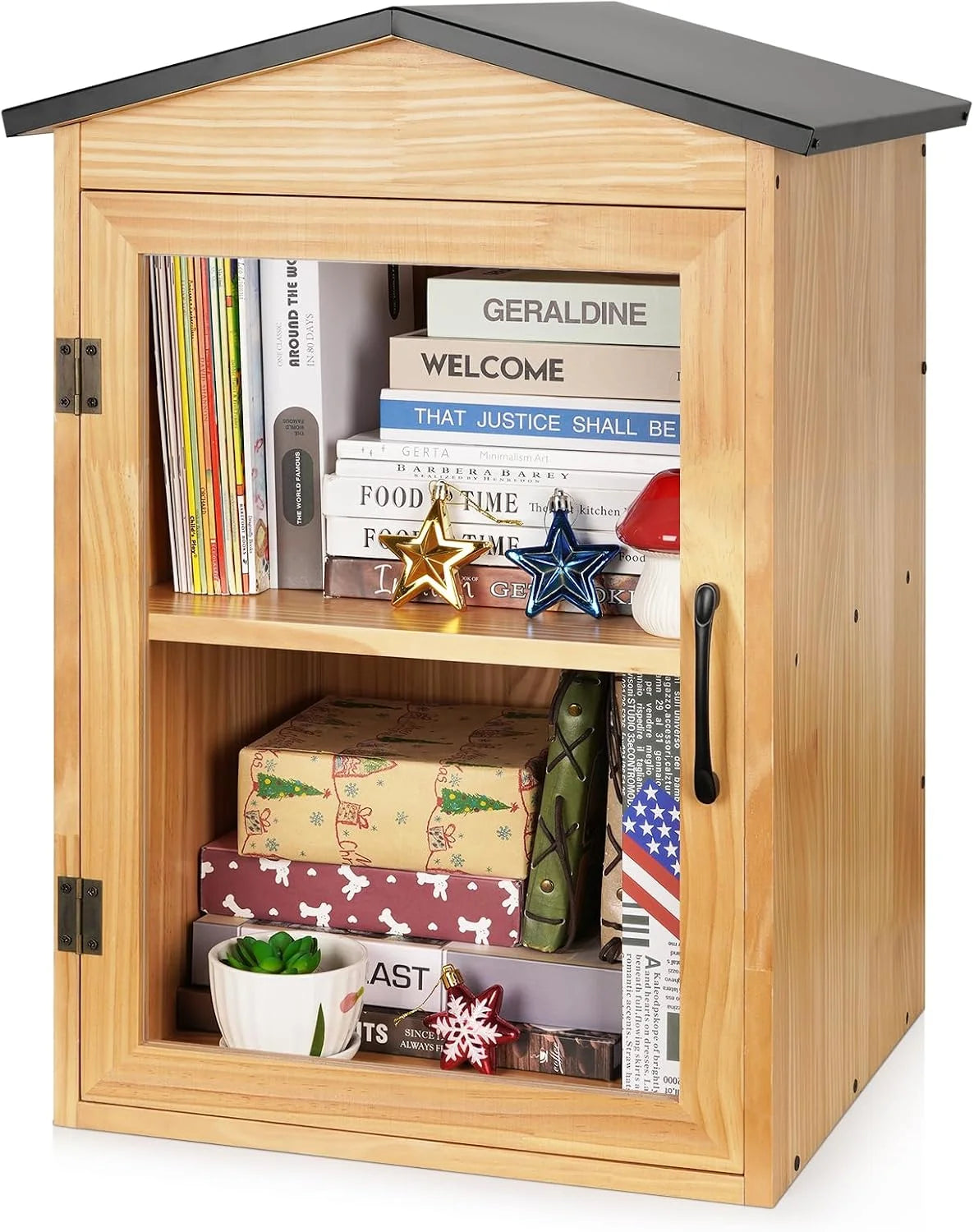 Exttlliy 2-Tier Outdoor Library Outdoor Book Box Storage, 20x14x21 Inch - Image 5