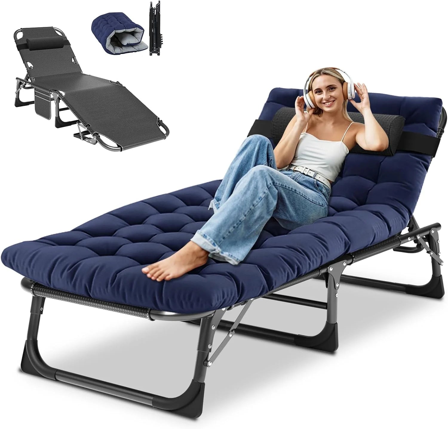 DoCred Heavy Duty Chaise Lounge Chair, Adjustable 5-Position Folding Chaise Lounge Chairs for Outside bifanuoyard - Image 4