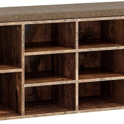 Alternative view of Bifanuo Entryway Bench with Cushion – 10 Compartments Shoe Storage