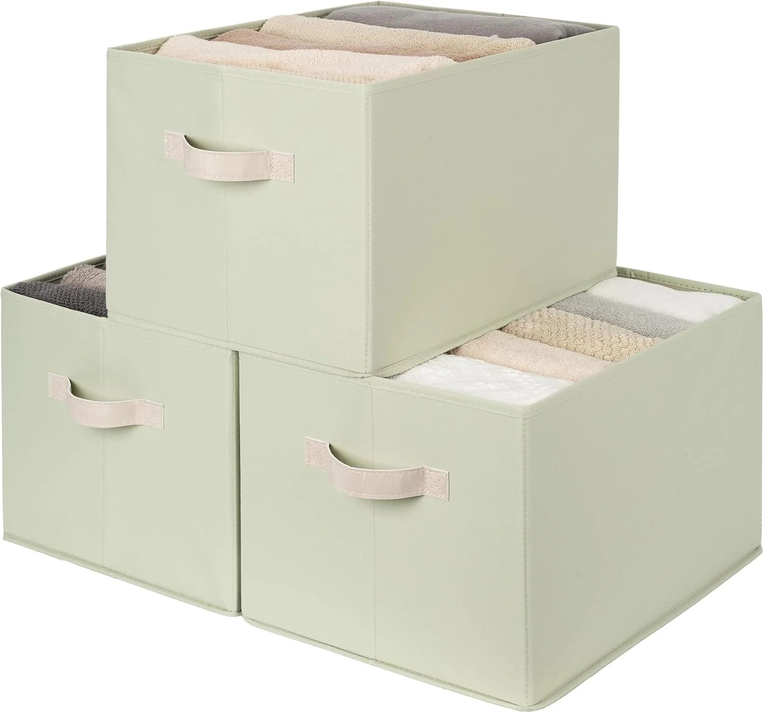 StorageWorks Fabric Storage Bins with Rope Handles, Beige, Extra Large, Collapsible Closet Storage Bins, Closet bifanuoyard - Image 22