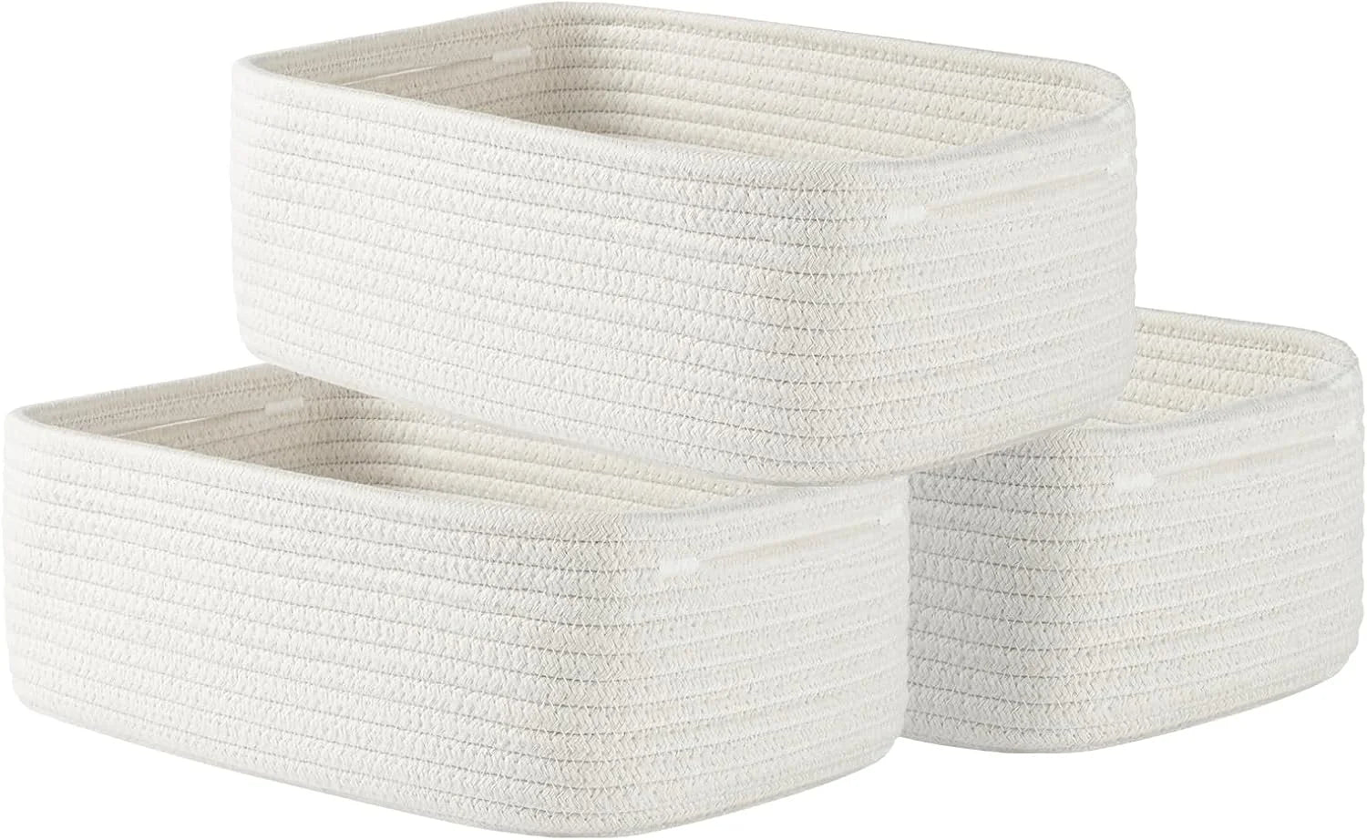New Arrivals Woven Storage Organizing Basket, 13.5×9.5×5 inches, 3 Pack, Shelf baskets for closet organization - Image 3