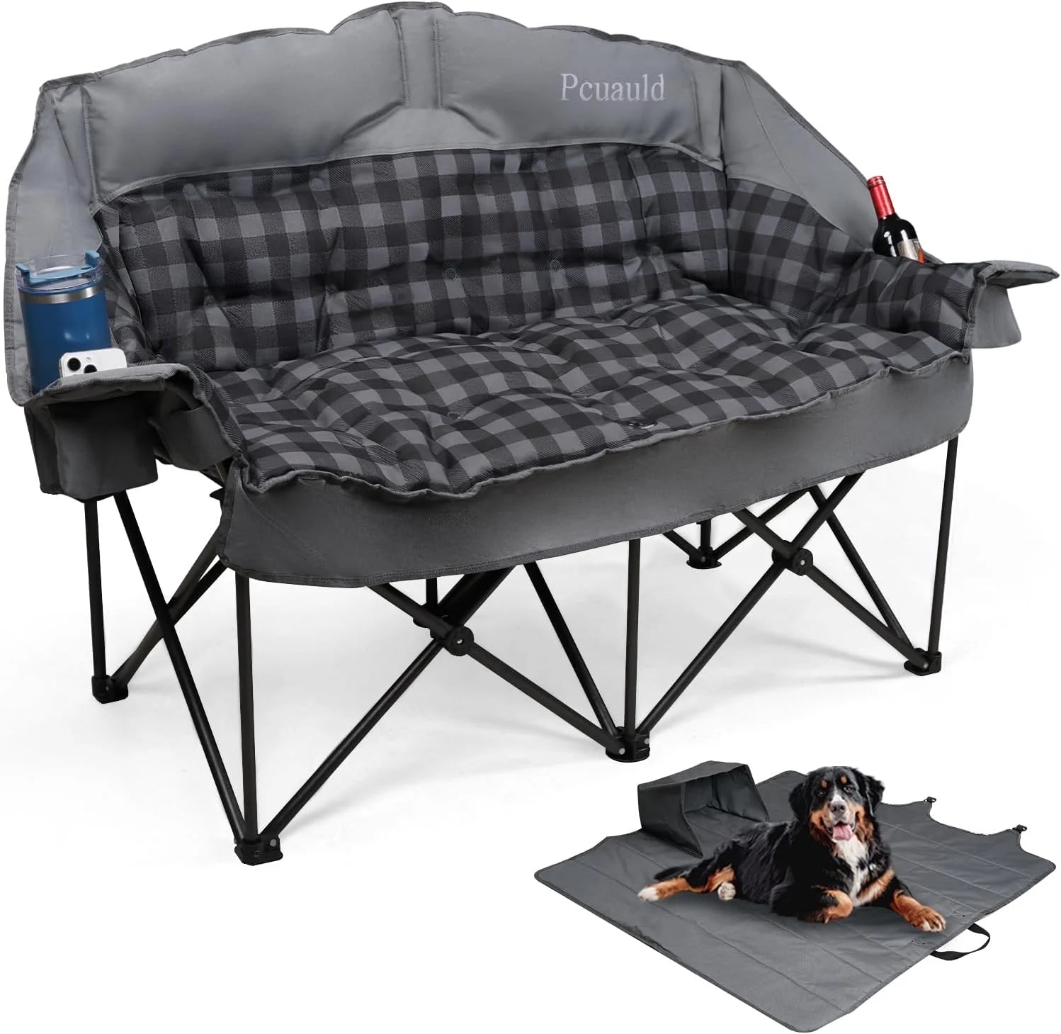 New Arrivals Camping Chair Padded Loveseat Camping Couch, Oversized 2 Person Camp Chairs with 2 in 1 Carry Bag - Image 2