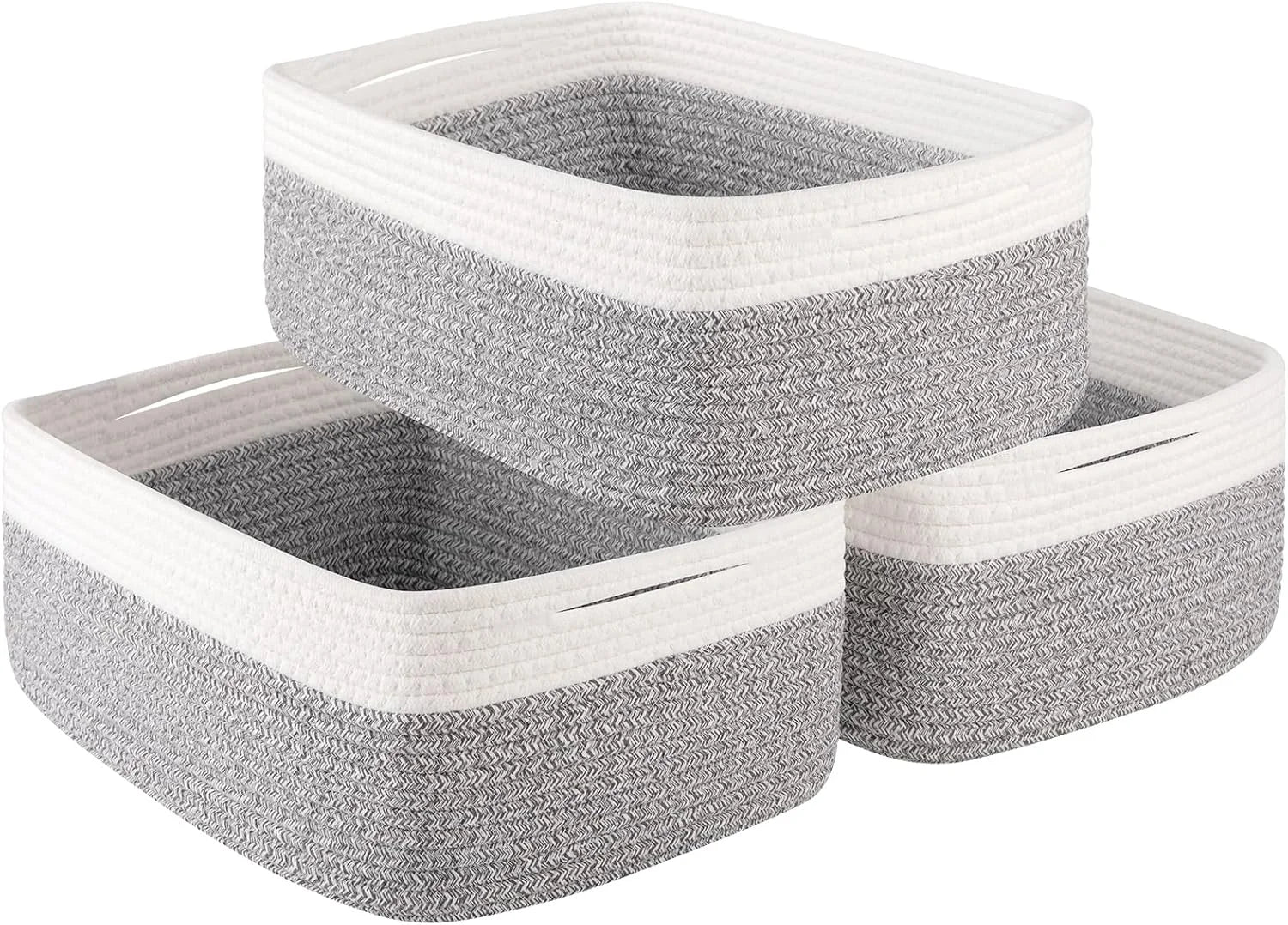 New Arrivals Baskets for Organizing 3 Pack, Woven Baskets for Shelves, Closet Organizer Bins with Handle, Empty Gift - Image 2