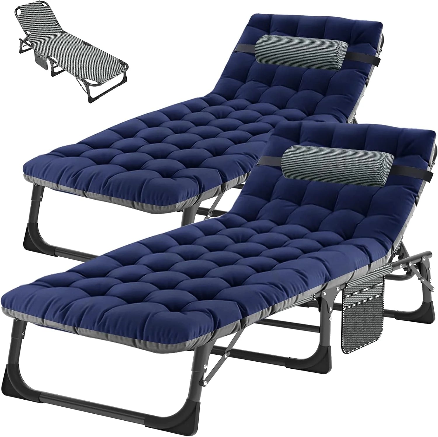 New Arrivals Heavy Duty Tanning Chair, Outdoor 5-Position Folding Chaise Lounge Chair with Pad, Portable Beach Lounge Chair - Image 8