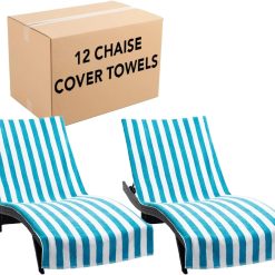 New Arrivals California Chaise Lounge Cover Towel with Pocket – Pack of 2 – Striped 100% Cotton Cabana Cover for Beach Pool – For Home Projects