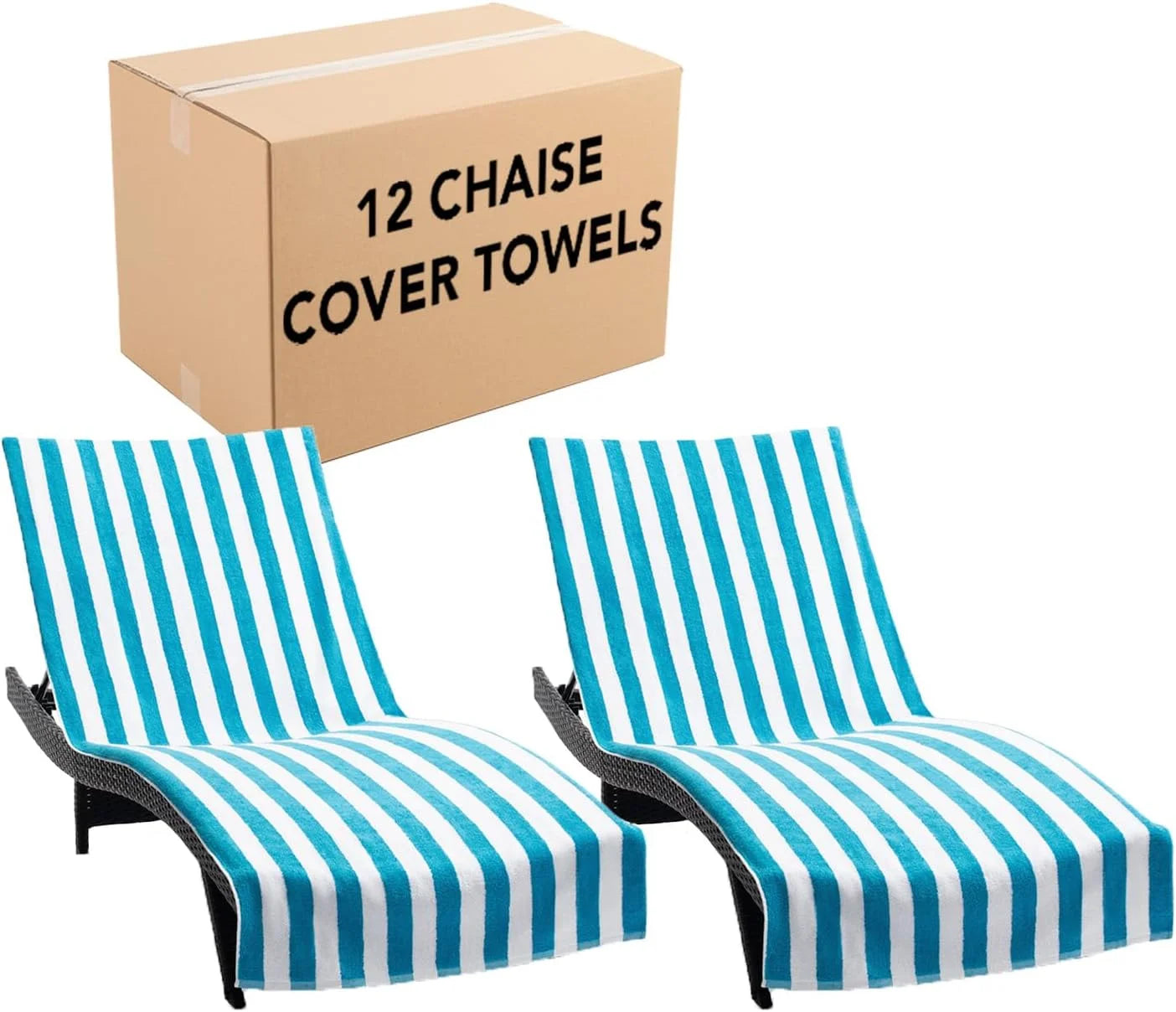 New Arrivals California Chaise Lounge Cover Towel with Pocket – Pack of 2 – Striped 100% Cotton Cabana Cover for Beach Pool – For Home Projects