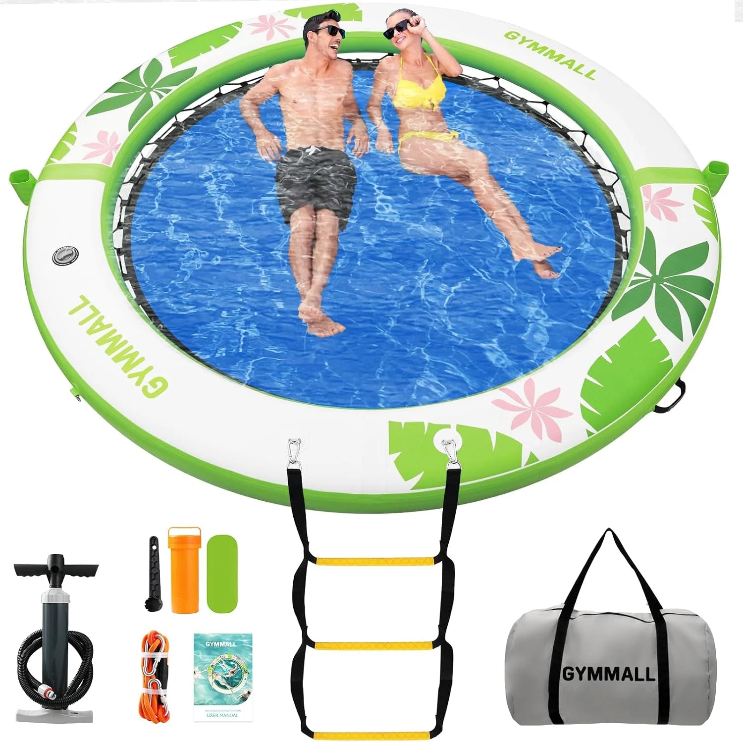 GYMMALL Inflatable Water Hammock Floating Dock 8 FT with Mesh, Tanning Pool Raft Round Ring for Adults bifanuoyard - Image 7