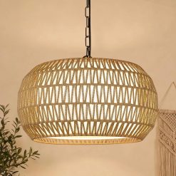9-52 Height Adjustable Farmhouse Chandelier Light Fixture, 5-Light Rattan Boho Chandeliers for Dining Room bifanuoyard