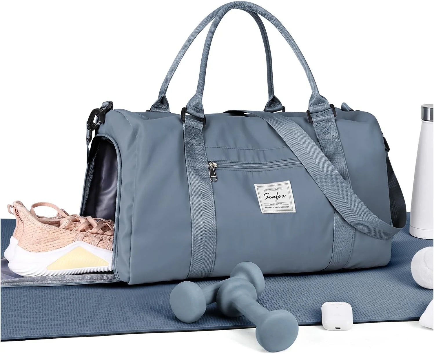 Bag Womens Mens with Shoes Compartment and Wet Pocket Travel Duffel Bag for Women for Plane Sport Gym Tote Bags Swimming Yoga - Image 4
