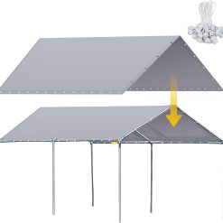 Alternative view of New Arrivals 12 x 20 ft Heavy Duty Canopy Replacement Top, 50 Bungees, Grey