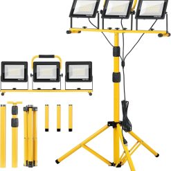 New Arrivals 21000Lumen LED Work Lights with Stand, 3 Head Portable Work Light with 16FT Cord, IP66 Waterproof Tripod
