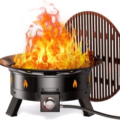 Ciays Large Propane Fire Pit 19 Inch, Gas Fire Pit with Grill Grate, Folding Legs, 58, 000 BTU bifanuoyard