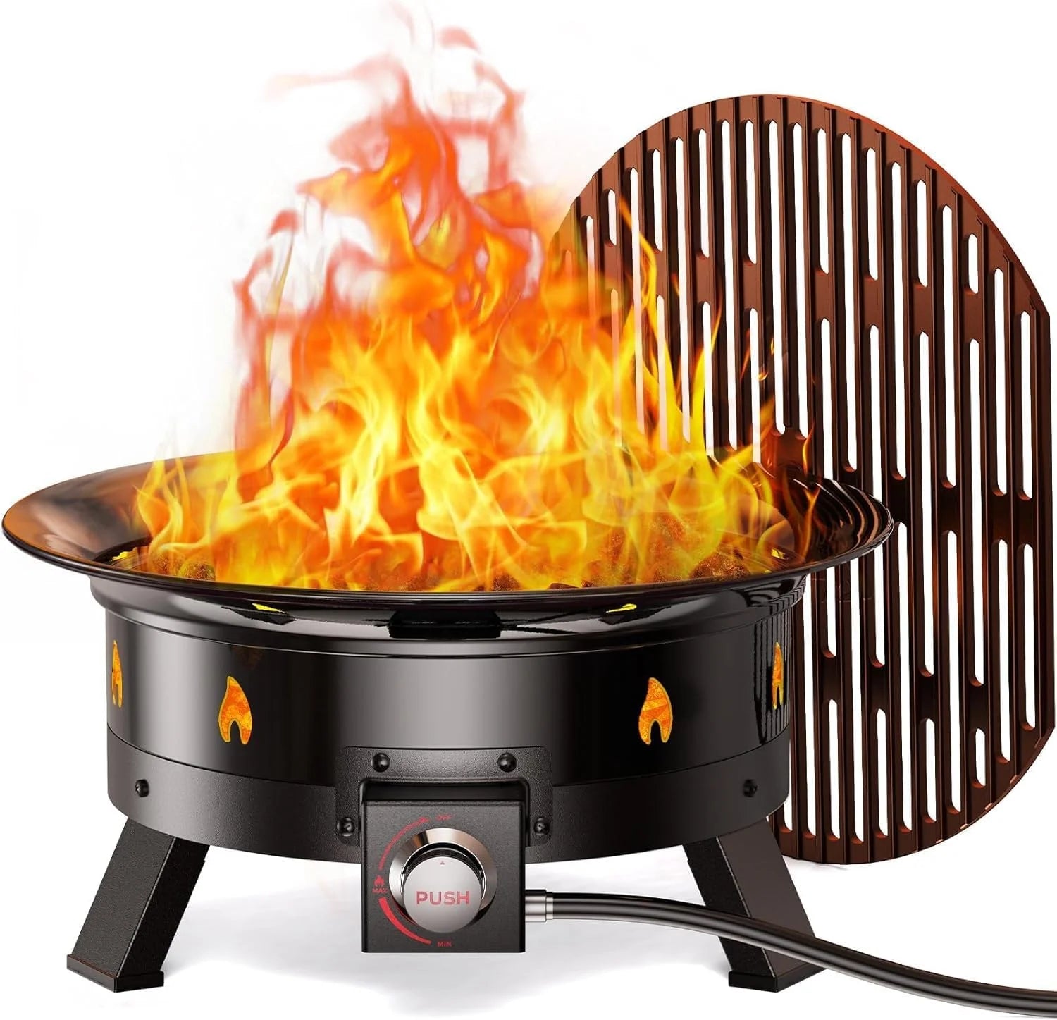 Ciays Large Propane Fire Pit 19 Inch, Gas Fire Pit with Grill Grate, Folding Legs, 58, 000 BTU bifanuoyard