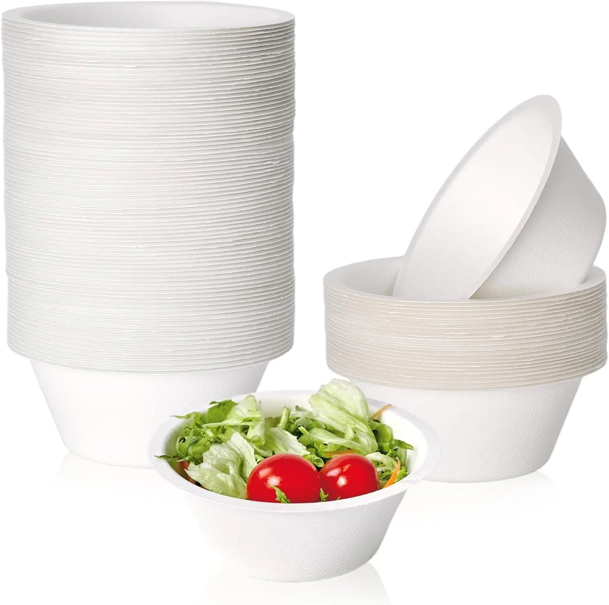 150 Pack 12 oz Compostable Paper Bowls Disposable, White - Image 2