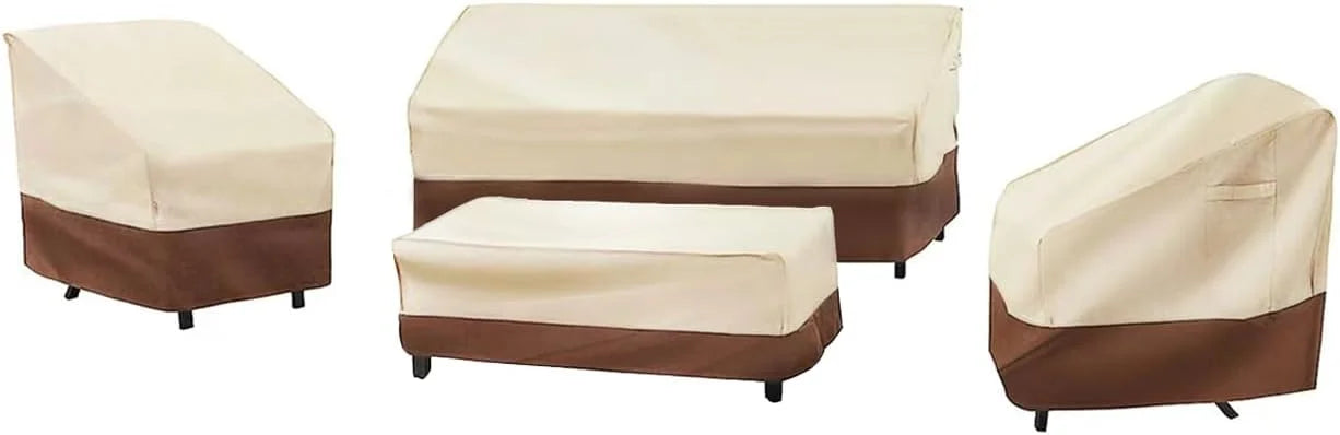 New Arrivals Patio Furniture Cover Set Waterproof 4 Piece Beige Large