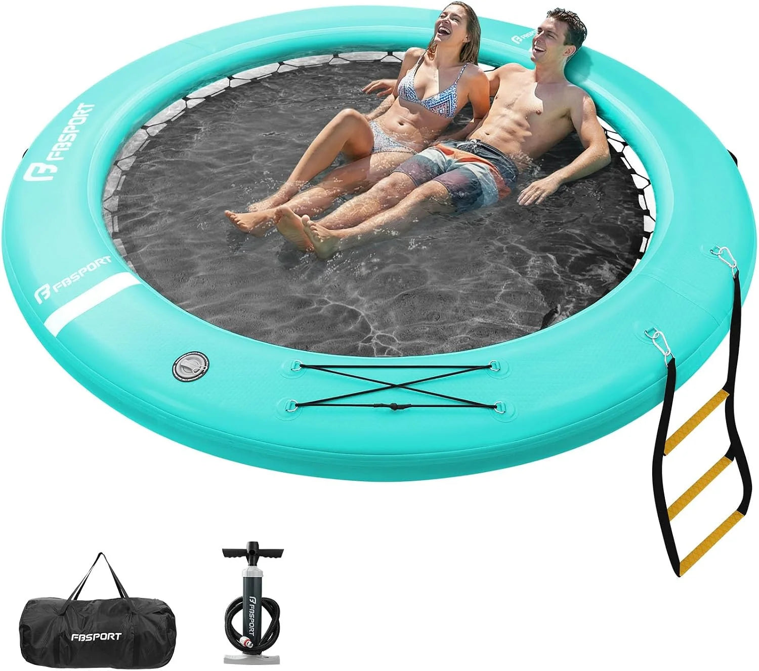 Inflatable Water Hammock Round Floating Ring, 10/8/6ft Inflatable Dock Floating Platform for Lake W/Cupholder - Image 7