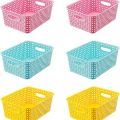 Plastic Storage Weave Baskets, Versatile Shelf Organizer Woven Baskets for Classrooms, Children’s Rooms