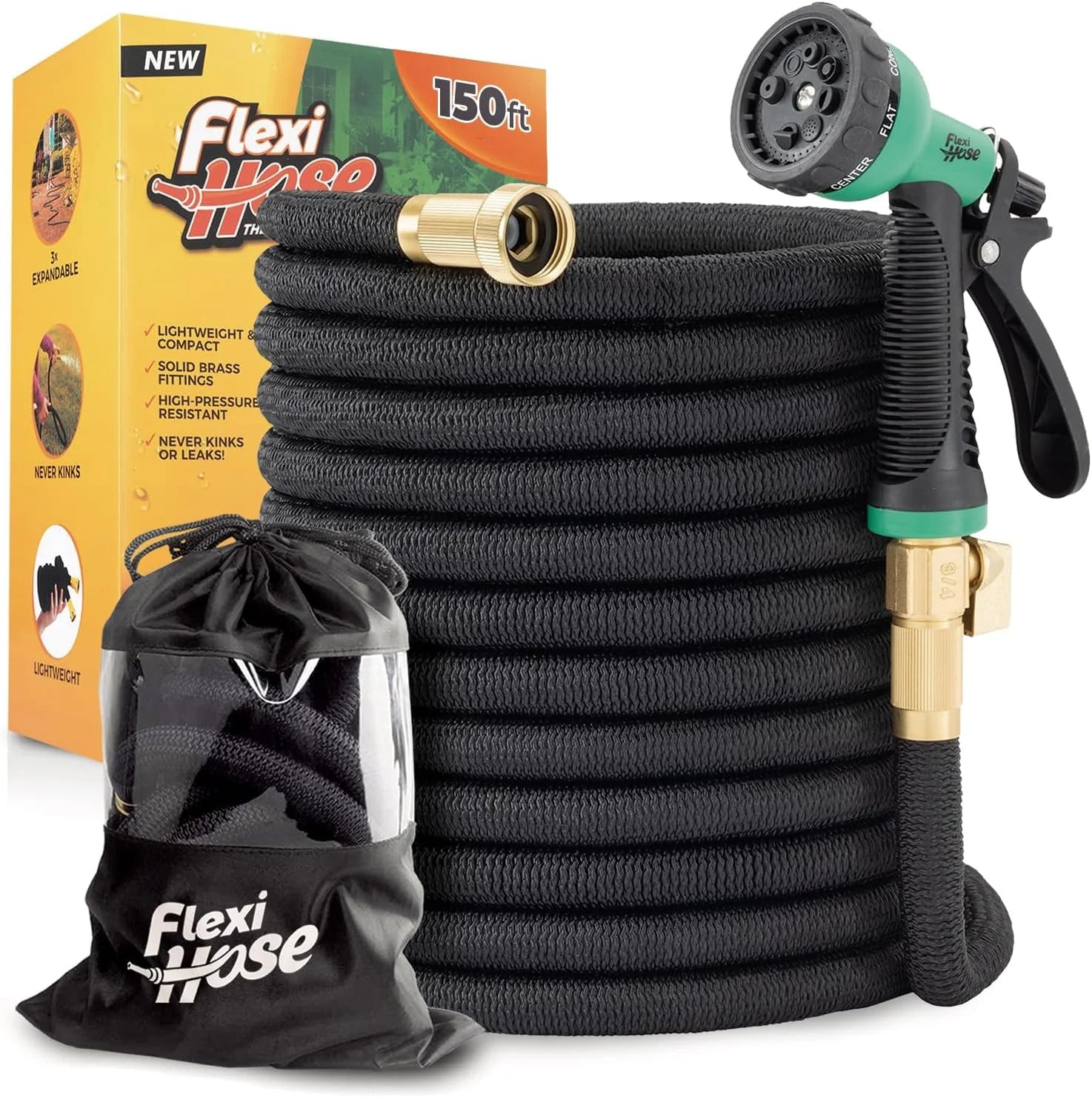New Arrivals Hose Plus Expandable Garden Hose with 8 Function Nozzle, 100FT, Lightweight Retractable Garden Hose - Image 4