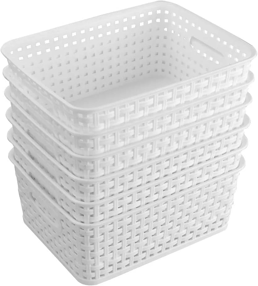 Storage Baskets, Plastic Weave Basket for Organizing, Woven Design, Built-in Handles, High Quality Organizer bifanuoyard