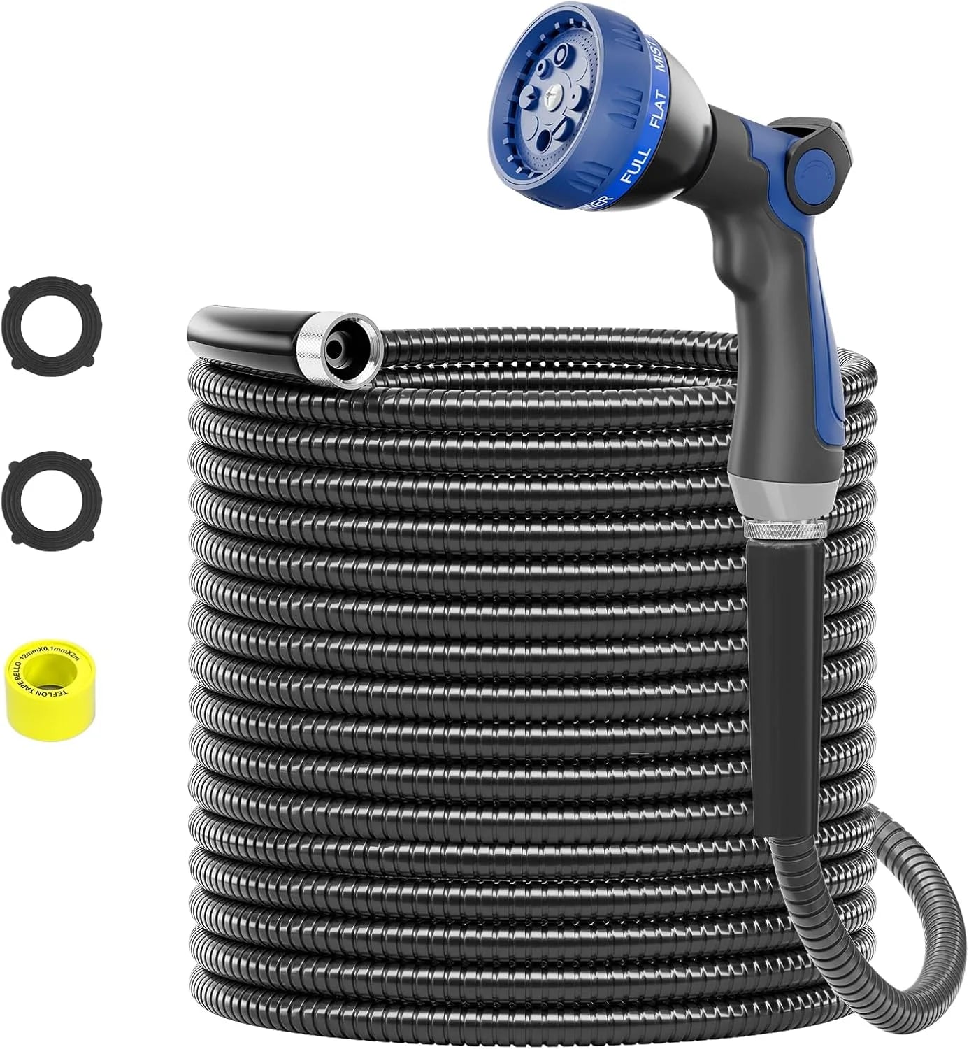 New Arrivals 100ft 304 Stainless Steel Garden Hose Metal, Heavy Duty Water Pipe with Nozzles for Yard - Image 8